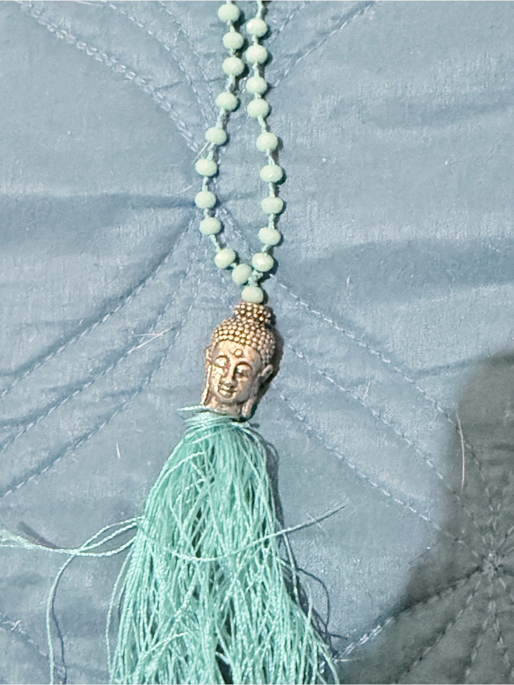 Turquoise Budda Beaded Necklace with Tassel